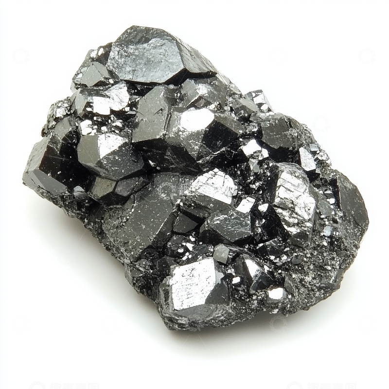 高清大图下载【趣麦麦图】闪亮黑色晶体矿物特写