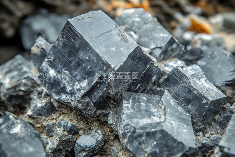 高清大图下载【趣麦麦图】灰色晶体矿物的特写