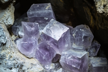 晶莹剔透的紫色矿物晶体