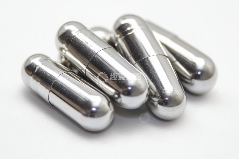 高清大图下载【趣麦麦图】金属胶囊状物体堆叠展示