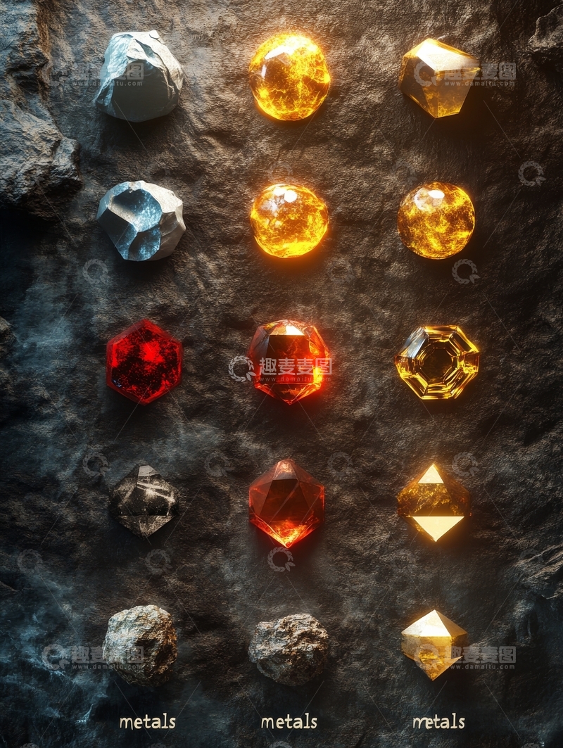 高清大图下载【趣麦麦图】金属宝石排列展示