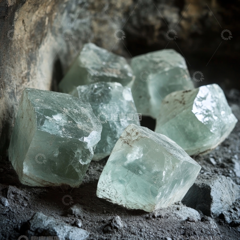 高清大图下载【趣麦麦图】天然水晶簇在岩石上的特写