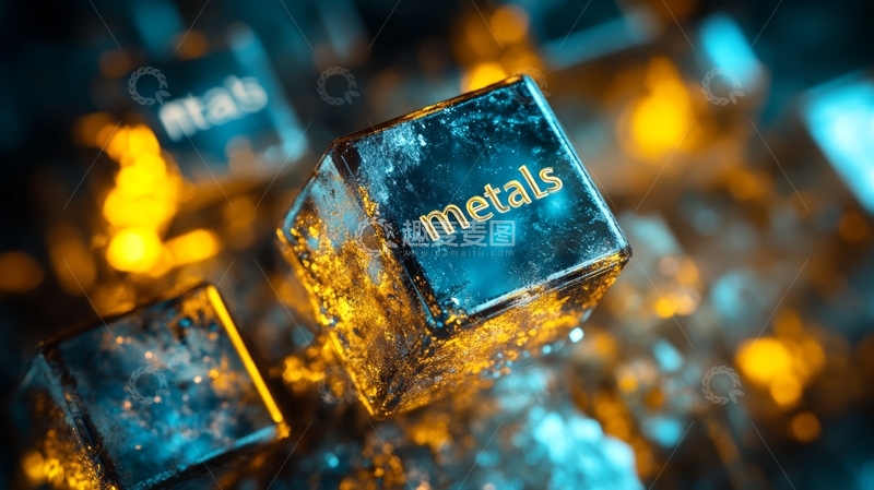 高清大图下载【趣麦麦图】金属立方体特写，背景模糊