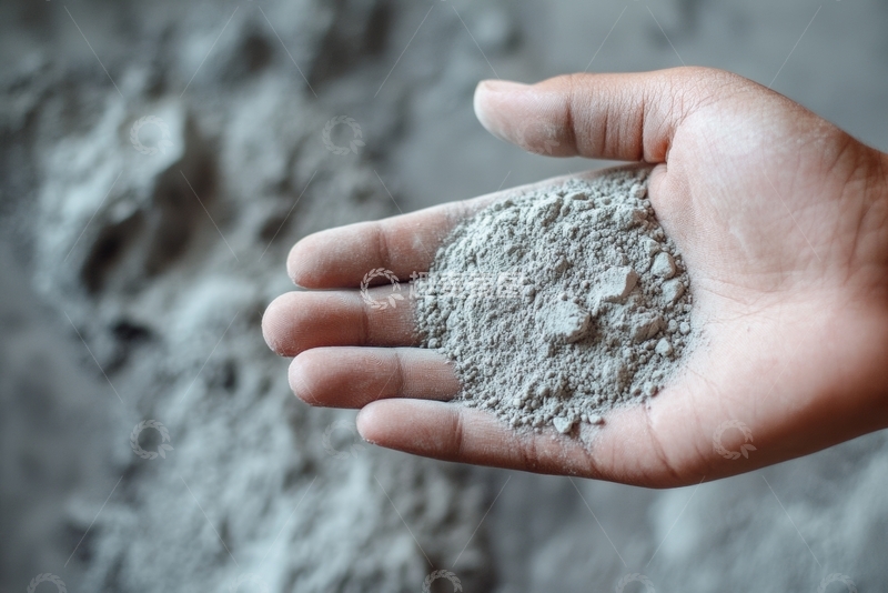 高清大图下载【趣麦麦图】手捧灰色粉末，背景模糊
