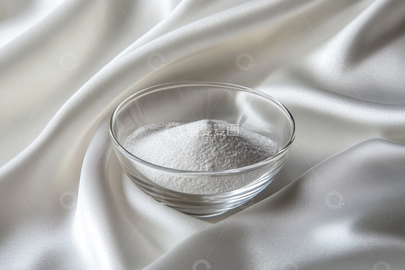 高清大图下载【趣麦麦图】玻璃碗中的白色粉末置于柔软布料上