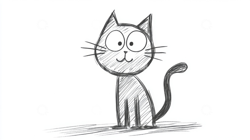 高清大图下载【趣麦麦图】简笔画猫咪坐姿