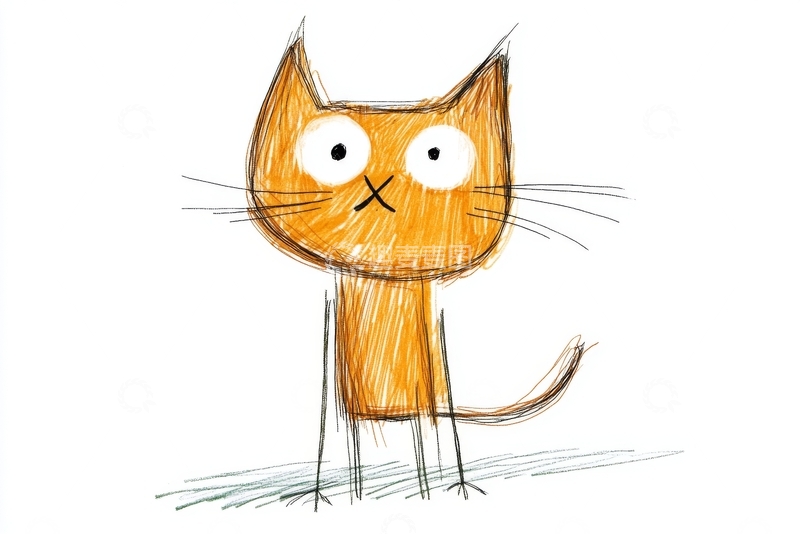 高清大图下载【趣麦麦图】橙色猫咪的简笔画