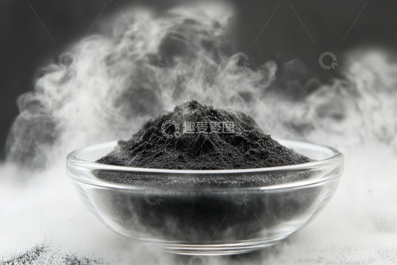 高清大图下载【趣麦麦图】玻璃碗中的黑色粉末与蒸汽