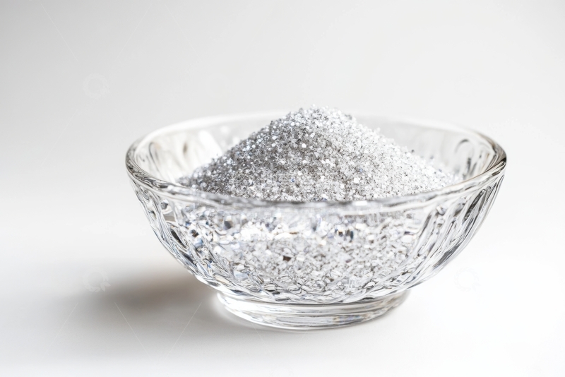 高清大图下载【趣麦麦图】透明玻璃碗中的银色颗粒