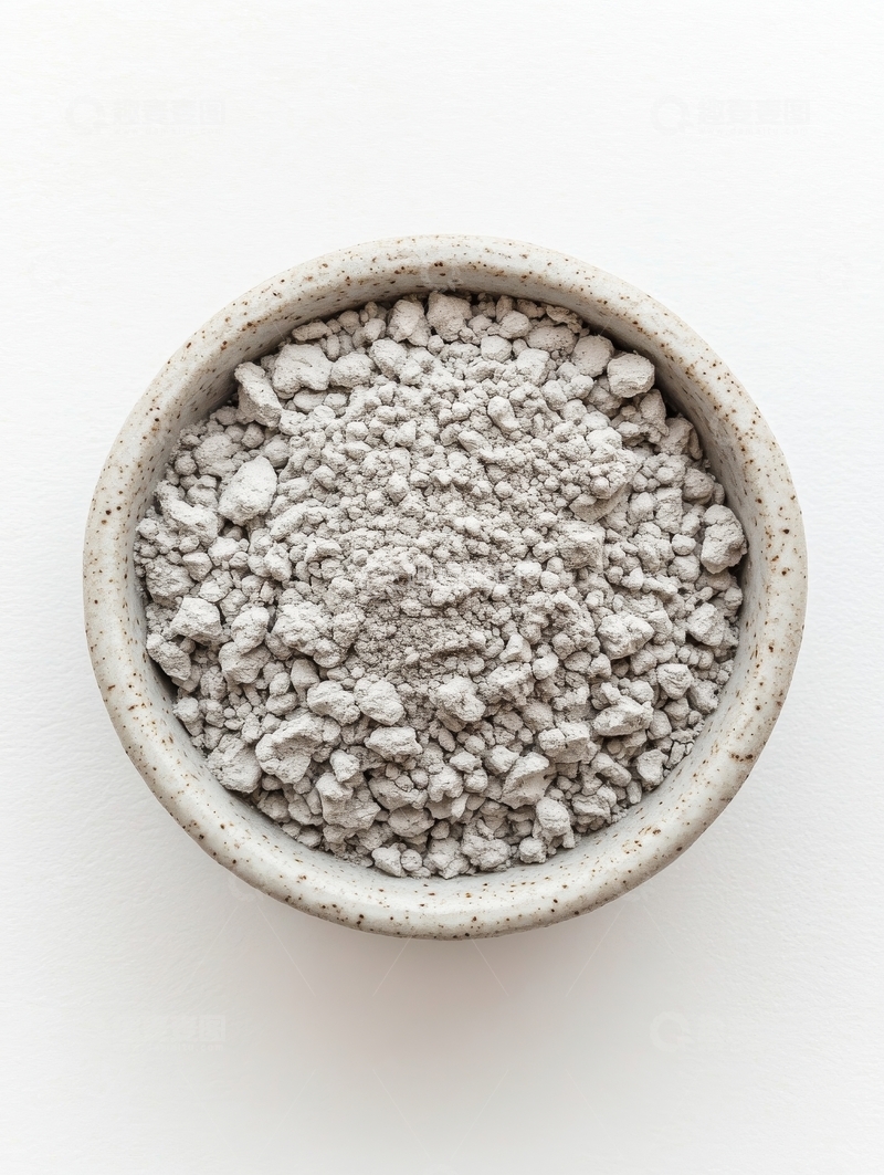 高清大图下载【趣麦麦图】灰色颗粒物质盛于陶瓷碗中