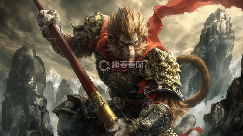 高清大图下载【趣麦麦图】身穿铠甲的神话生物手持长矛
