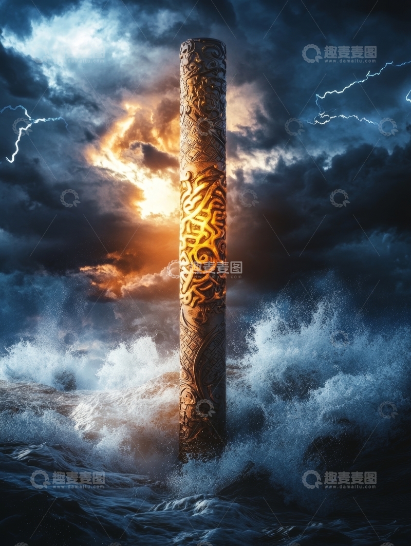 高清大图下载【趣麦麦图】风暴中屹立的神秘石柱