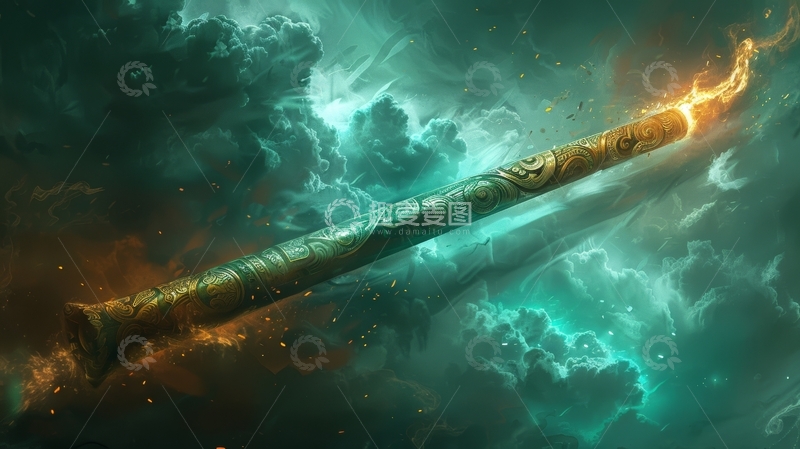 高清大图下载【趣麦麦图】神秘法杖穿越云层