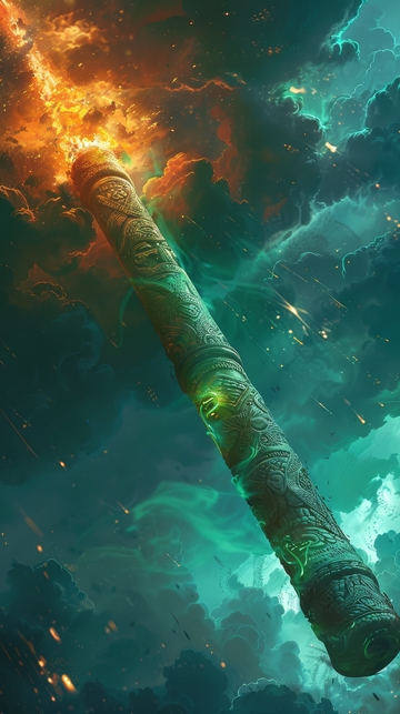 神秘卷轴在宇宙星云中闪耀