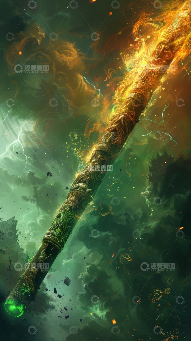 高清大图下载【趣麦麦图】火焰缠绕的神秘权杖