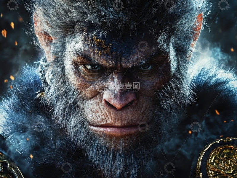 高清大图下载【趣麦麦图】猿猴领袖的威严特写