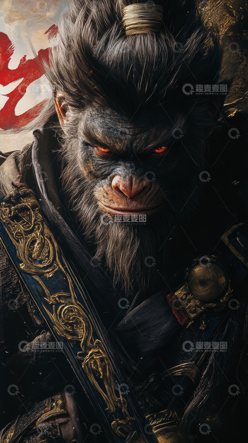 高清大图下载【趣麦麦图】身穿盔甲的猴形战士