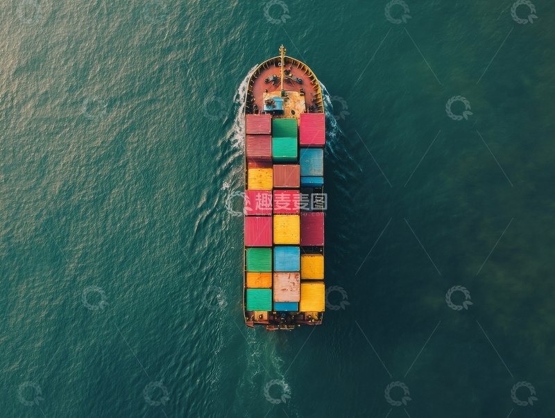高清大图下载【趣麦麦图】海上航行的集装箱货船