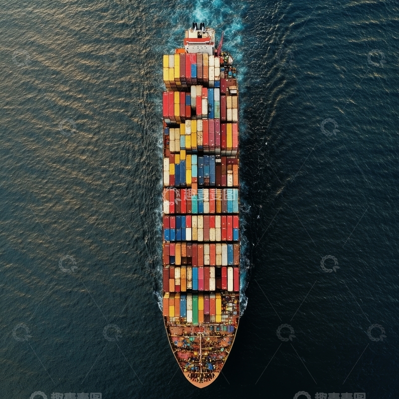 高清大图下载【趣麦麦图】海上航行的集装箱货轮