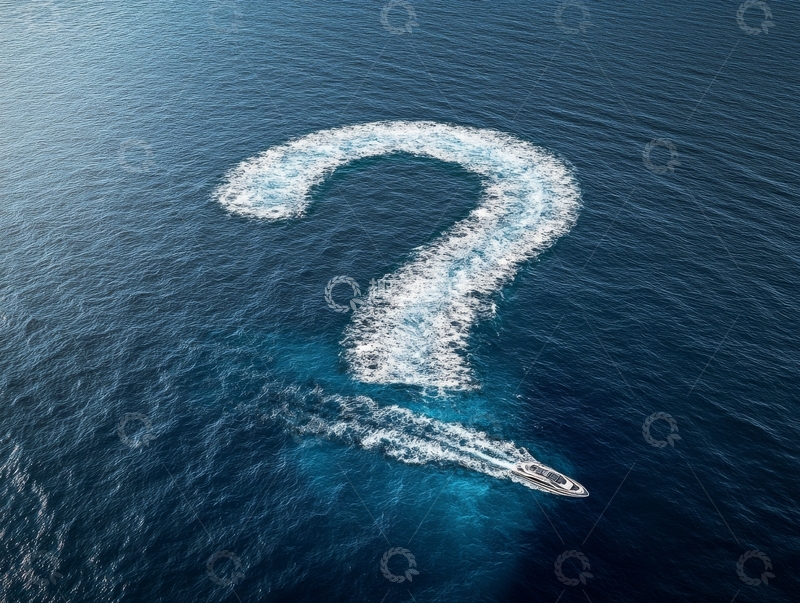 高清大图下载【趣麦麦图】航船在海面划出问号轨迹