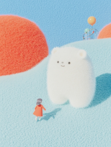 雪地中的小人与大熊