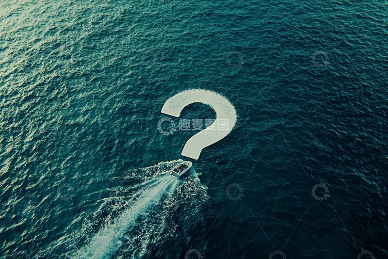 高清大图下载【趣麦麦图】海面波纹形成问号形状