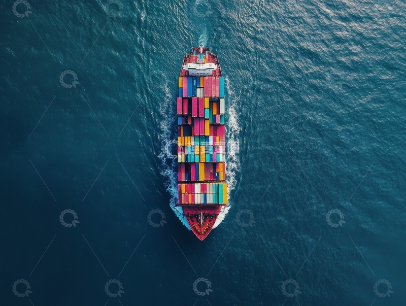 高清大图下载【趣麦麦图】海上航行的集装箱货轮