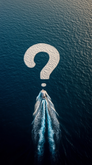 航拍视角下的问号形状尾迹