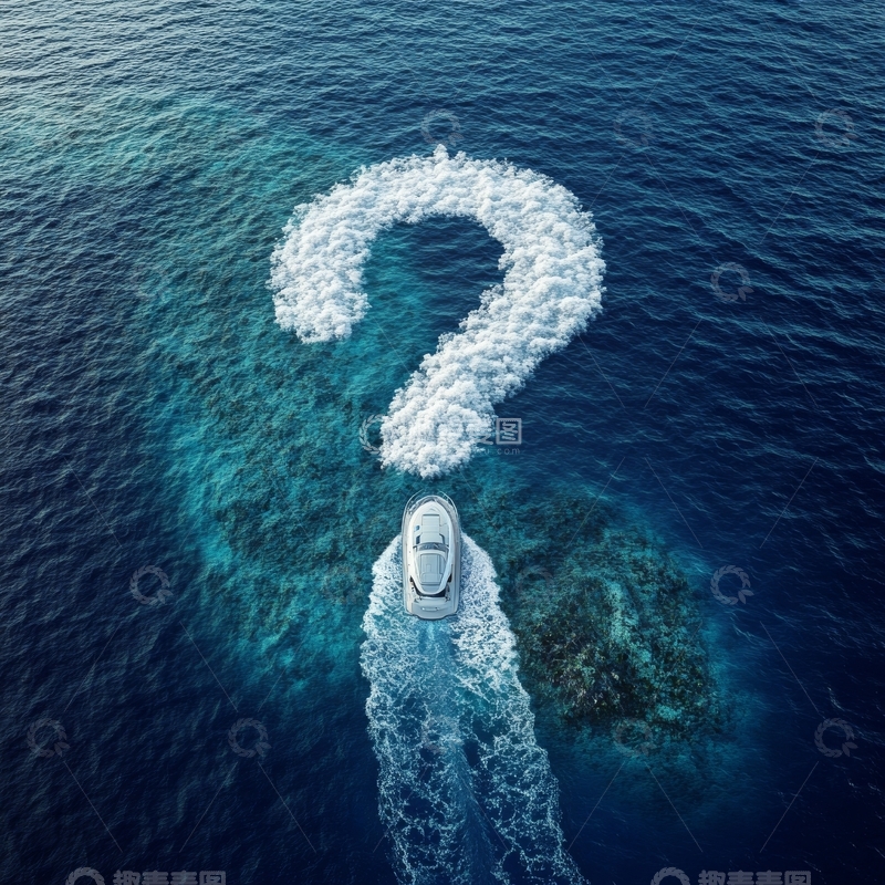 高清大图下载【趣麦麦图】航船尾迹形成问号形状