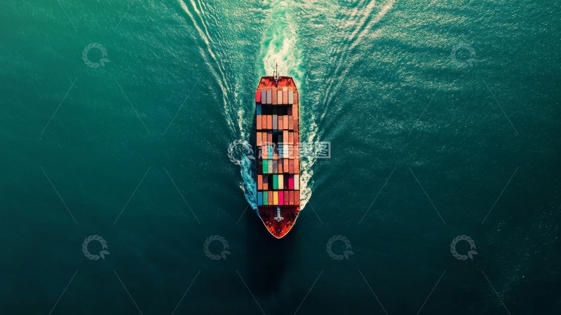 高清大图下载【趣麦麦图】海上航行的集装箱货轮
