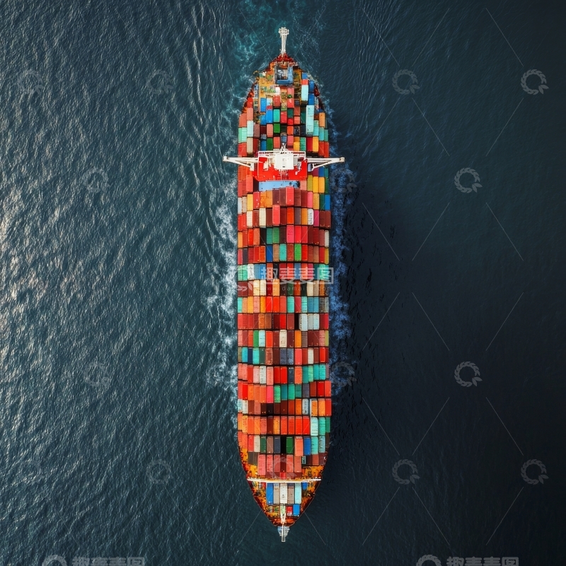 高清大图下载【趣麦麦图】满载集装箱的货船航拍图