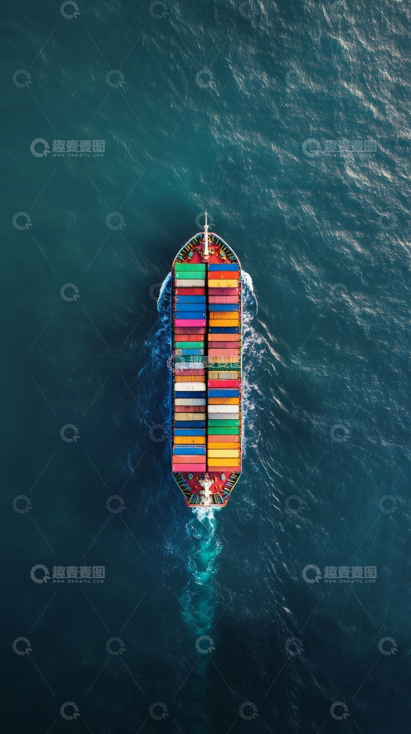 高清大图下载【趣麦麦图】航拍视角下的集装箱货船