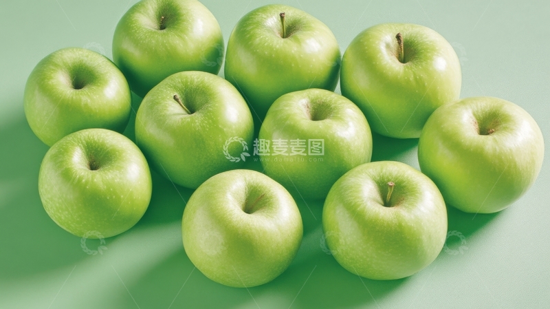 高清大图下载【趣麦麦图】绿色苹果堆叠展示