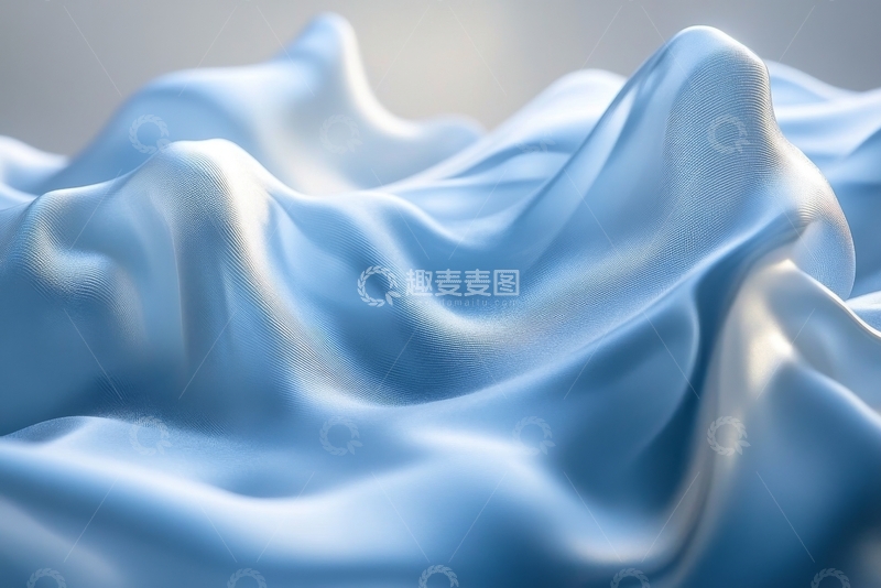 高清大图下载【趣麦麦图】轻柔蓝色丝绸的细腻褶皱