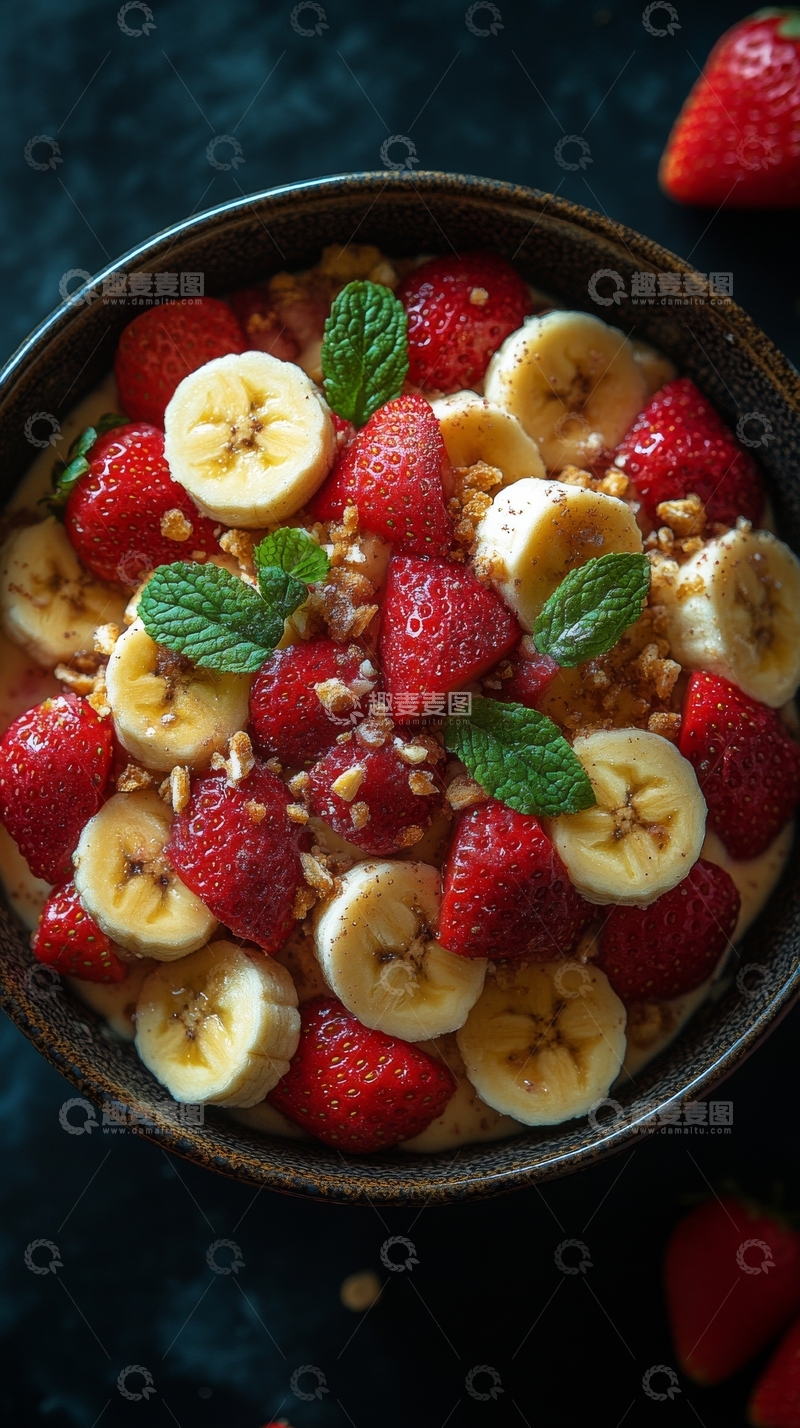 高清大图下载【趣麦麦图】草莓香蕉燕麦碗
