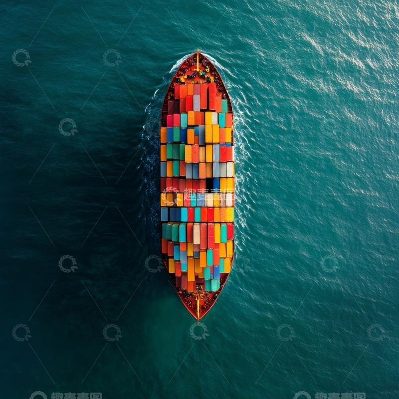 高清大图下载【趣麦麦图】海上航行的集装箱货轮