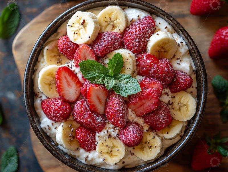 高清大图下载【趣麦麦图】草莓香蕉酸奶碗