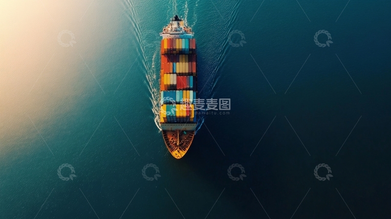 高清大图下载【趣麦麦图】海上航行的集装箱货轮