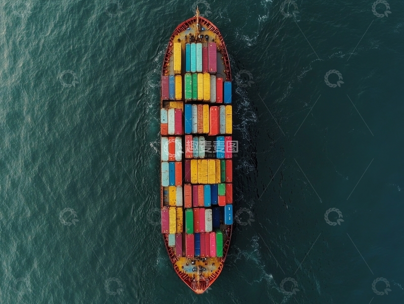 高清大图下载【趣麦麦图】海上航行的集装箱货轮
