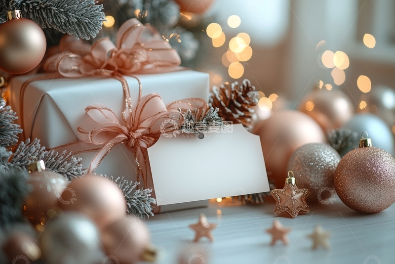 高清大图下载【趣麦麦图】圣诞礼物与装饰品的温馨场景