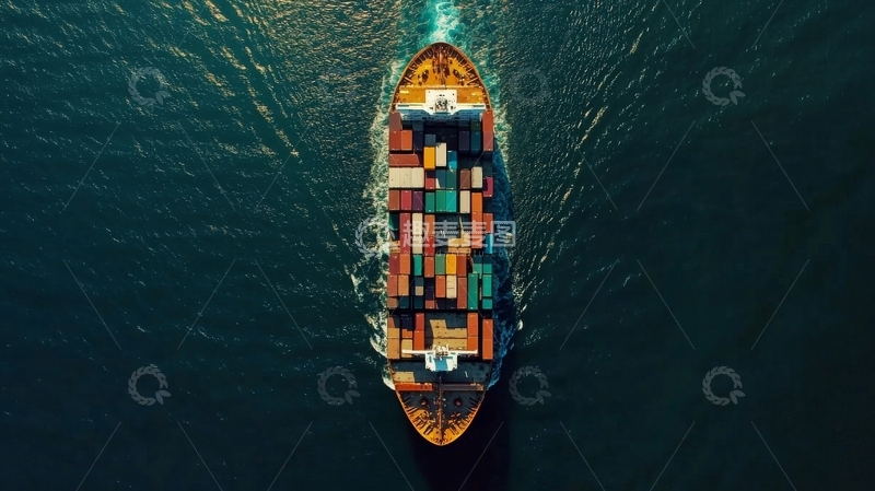 高清大图下载【趣麦麦图】航拍视角下的集装箱货轮