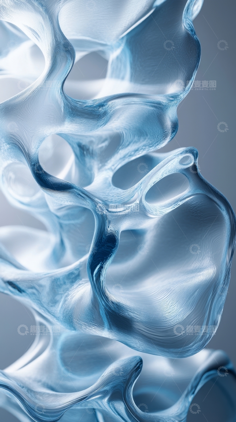 高清大图下载【趣麦麦图】流动的蓝色抽象形态