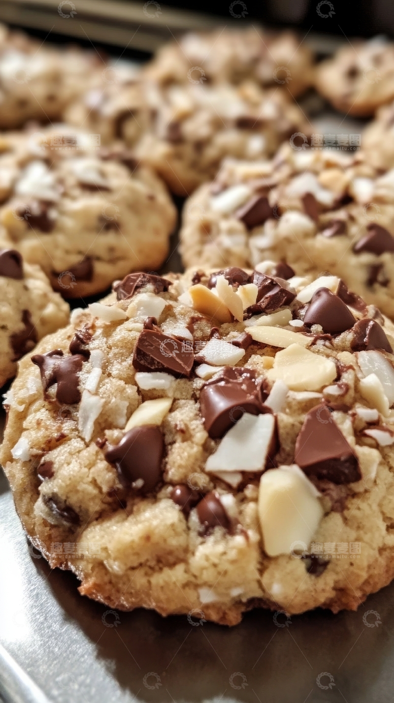 高清大图下载【趣麦麦图】巧克力碎片杏仁饼干