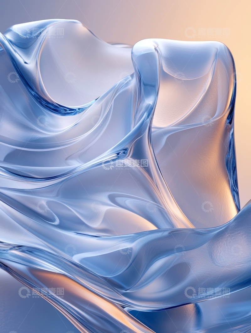 高清大图下载【趣麦麦图】流动的蓝色抽象形态