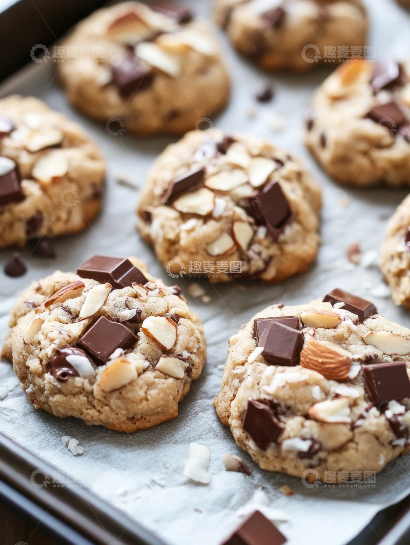 高清大图下载【趣麦麦图】巧克力杏仁饼干特写