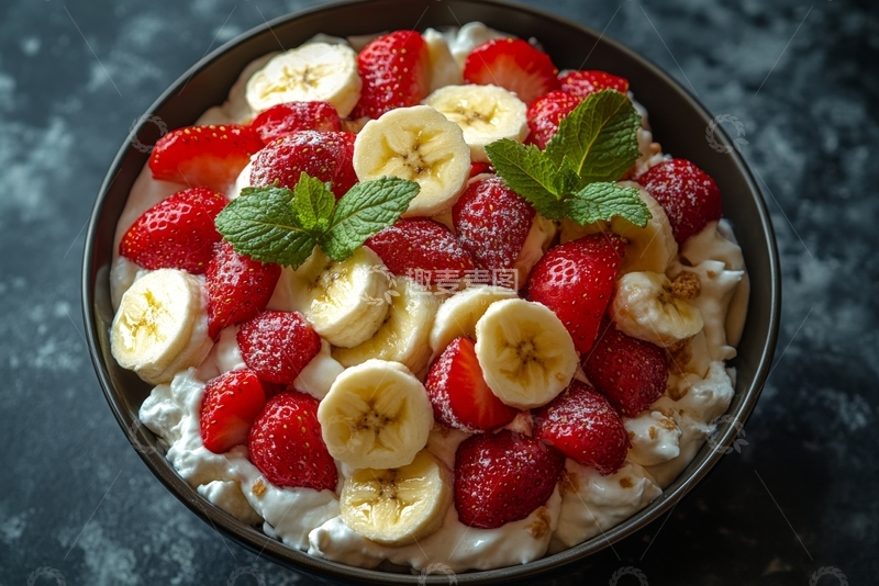 高清大图下载【趣麦麦图】草莓香蕉酸奶碗