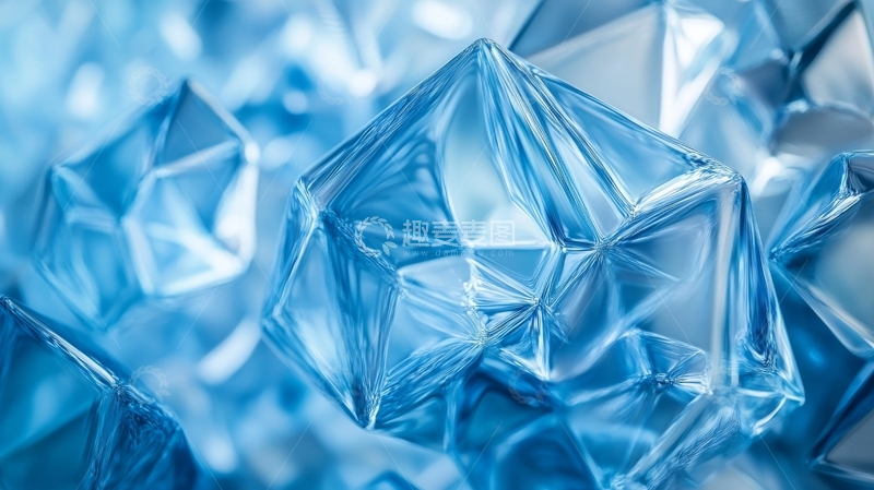 高清大图下载【趣麦麦图】蓝色晶体的抽象几何结构