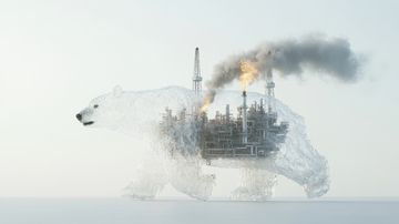 北极熊轮廓中的工业设施