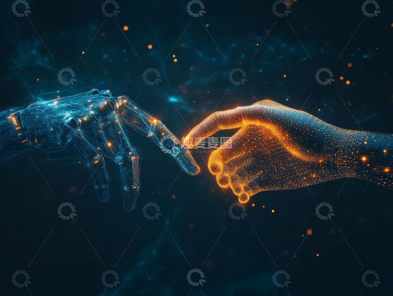 高清大图下载【趣麦麦图】机械与人手的触碰