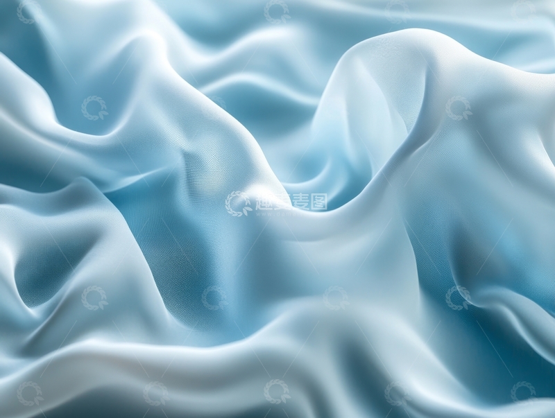 高清大图下载【趣麦麦图】轻柔蓝白织物的细腻褶皱